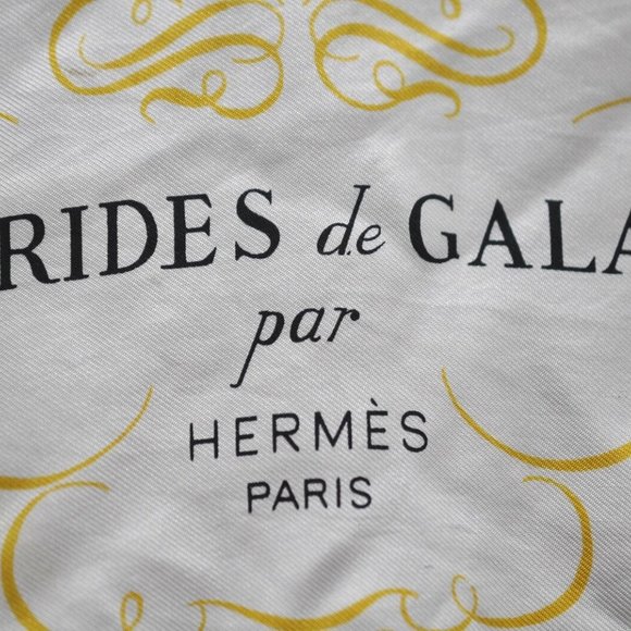 Authentic HERMES Carre 90 Scarf "BRIDES de GALA" Silk Navy Blue White - Picture 7 of 12